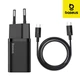 Мережевий зарядний пристрій 25W Baseus Super Si Швидка зарядка Quick Charger + кабель Type-C to Type-C 3A 1m TZCCSUP-L01 Black - зображення 1