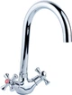 Смеситель для кухни Aquatica PL-4B455C 1/2" гусак высокий ухо на гайке двухрычажный Хром (33-102-9777130) - изображение 1