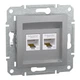 Розетка компьютерная двойная 5e UTP Asfora Schneider Electric алюминий EPH4400161 - изображение 1