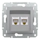 Розетка компьютерная двойная 5e UTP Asfora Schneider Electric алюминий EPH4400161 - изображение 2