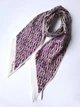 Шарф женский плиссе узкий с с фиолетовым узором Без бренду 125х16 см Молочный 15131 - изображение 1