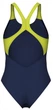 Купальник закрытый Arena BREATH SWIMSUIT V BACK LB черный, желтый, зеленый, синий Женщины 36 008330-760 - изображение 4
