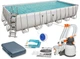 Бассейн каркасный прямоугольный 11 в 1 Bestway Power Steel 732x366 см (56475) светло-серый (6942138954821) - изображение 1