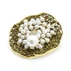 Брошь женская BROCHE бижутерия с белым искусственным жемчугом Авангард золотистая BRBF111243 - изображение 2