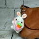 Брелок Зайчик с сумочкой игрушка вязаная ручной работы Hand Made амигуруми 6х4,5 см Белый 202-75-1 - изображение 1
