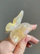 Заколка-крабик для волос Fashion Jewerly "Бабочка" зажим из ацетата, цвет кремово-золотой перламутр (2 тип) - изображение 3