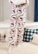 Пижамные плюшевые штаны женские с принтом Hello Kitty XXL белые - изображение 1