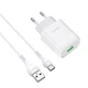 Сетевое зарядное устройство Hoco C72Q USB QC + кабель USB to Type-C white - изображение 1