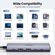 USB-хаб UGREEN CM511 USB-C to 2xUSB 3.2 + 2xUSB-C 3.2 + HDMI 4K@60Hz + USB-C PD Power Port Gray (35999) - изображение 4