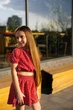 Детский костюм для девочки подростка на лето, топ и юбка-шорты из хлопка IRmAS 1259 рост размер 146 красный - изображение 5