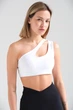 Жіночий Спортивний Топ З Ефектом Push Up На Одне Плече Yoga White L/XL (8049589) - изображение 1