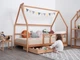 Детская кровать домик Монтессори от Busy Wood на ножках с ящиками 3х90 см Модель 1 натуральное дерево 160х80 см - изображение 11