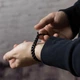 Мужской браслет с индивидуальной гравировкой из нержавеющей стали на руку "Eternal Black" - изображение 6