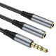 Перехідник-розгалужувач для мікрофона та навушників HOCO UPA21 2-in-1 3.5 headset audio adapter cable(male to 2*female) Metal gray (6931474766809) - зображення 2