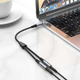 Перехідник-розгалужувач для мікрофона та навушників HOCO UPA21 2-in-1 3.5 headset audio adapter cable(male to 2*female) Metal gray (6931474766809) - зображення 4