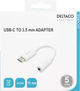 Adapter Deltaco USB Type-C - 3.5 mm Mini-Jack 0.11 m White (USBC-1145) - obraz 5