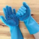 Перчатки для мытья посуды уборки силиконовые с мочалкой Синие для дома, квартиры, дачи, котеджа, поддержки чистоты - изображение 2