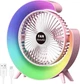 Вентилятор портативный настольный с цветной LED подстветкой RGB на аккумуляторе + USB розовый - изображение 1
