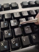 Мікро-наклейки на клавіатуру вирізані по контуру літер Кирилиця UA | ru h=4 мм прозоре тло / блакитні символи - зображення 3