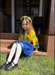 Костюм вишиванка для дівчинки Квітковий жовто-синій 98 - изображение 7
