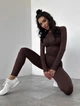 Спортивний жіночий костюм Hot для фітнесу та йоги (рашгард + легінси) з подвійним Push Up V-пояс XL Шоколад (MA100000XL) - зображення 1