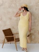 Платье вязаное длинное летнее женское ARTKNIT Ажурное S-M Желтое (4823093472631) - изображение 3