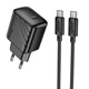 Сетевое зарядное устройство Hoco CS24A GaN PD25W / 3A Type-C с быстрой зарядкой + кабель Type-C-Type-C Black - изображение 1