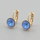 Серьги с кристаллами Swarovski Сан Марино 40432 размер 17х10 мм цвет бирюзовый вес 3.1 г позолота 18К - изображение 1