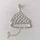 Слейв-браслет на руку з каблучкою та зі стразами "Cascade Crystal" Honey Fashion Accessories сріблястий (12055/5) - изображение 4