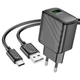 Зарядний пристрій HOCO CS21A Rich single port QC3.0 charger set USB to Type-C cable EU Black (6942007609906) - зображення 1