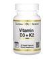 Вітаміни D3 й K2 California Gold Nutrition (5000 МО D3, 125 mcg K2), 60 рослинних капсул - изображение 1