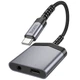 Перехідник Hoco LS39 Type-C to Type-C + 3.5mm Metal gray - зображення 3