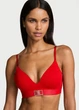 Комплект белья (лиф+трусики шортики) Victoria's Secret (2133866322393) Logo Shine Patch 75D/M красный - изображение 2