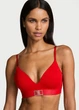 Комплект белья (лиф+трусики шортики) Victoria's Secret Logo Shine Patch 70B/S красный - изображение 2