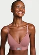 Комплект белья (лиф+трусики стринги) Victoria's Secret Logo Shine Patch 70B/XS Коричневый - изображение 2
