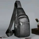 Мужской слинг с натуральной кожи сумка-рюкзак через плечо черная TIDING BAG-MK 83423 - изображение 2
