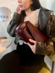 Сумка багет каркасная широкий ремень кожаная средняя бордовая ARTiS Bags 1757 4925 - изображение 3