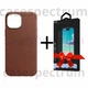Чехол кожаный OEM Leather Case with MagSafe для Apple iPhone 14 Pro Umber + Подарок защитное стекло Pixel для Apple iPhone - изображение 1
