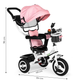 Триколісний велосипед EcoToys з поворотним сидінням і дашком JM-066-9L Рожевий (5903769974115) - зображення 8