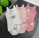 Комплекты 3шт детские хлопковые для девочек майки трусики слип Baykar Молочный Персиковый Коралловый р 0 86-92 см 0-1 года арт 4362-5360 Кошечки - изображение 1