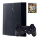 Набор Консоль Sony PlayStation 3 Super Slim 500GB Black Б/У + Геймпад Беспроводной DualShock 3 + Игра Grand Theft Auto V Русские Субтитры - изображение 1