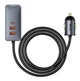 Автомобільний зарядний пристрій Зарядка в авто Baseus Share Together PPS multi-port Fast Charging Car Charge 120W 3USB+Type-C з подовжувачем 1.5м Швидка зарядка PD 3.0, QC 4.0+ (CCBT-B0G) Grey - зображення 2