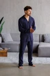 Пижама муская в полоску лен Handy Wear Linen Strip синяя 4XL - изображение 3