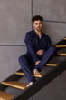 Пижама муская в полоску лен Handy Wear Linen Strip синяя 4XL - изображение 5