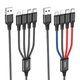 Кабель HOCO X76 USB to iP+Type-C+Type-C+Micro 2A, 1m, nylon, aluminum connectors Black+Red+Blue 6931474768650 - изображение 5