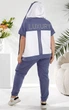 Летний костюм прогулочный спортивный кофта на молнии с коротким рукавом декорирован стразами 56-58 джинс с белым VM 1693 - изображение 5