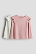 Реглан в рубчик белый и розовый 2шт H&M 110-116см (400011152) - изображение 1