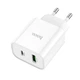 Мережевий зарядний пристрій Hoco C80A Plus PD20W / 3A USB+Type-C із швидкою зарядкою White - зображення 2