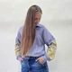 Подростковая вышиванка "Ева" для девочки, серая льняная блуза с вышивкой на пуговицах 140 - изображение 7