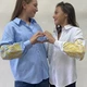 Подростковая вышиванка "Ева" для девочки, голубая льняная блуза с вышивкой на пуговицах 140 - изображение 7
